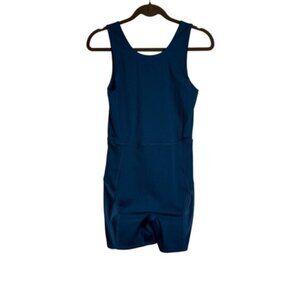 Fabletics Women’s Teal Blue Sleeveless Athletic Romper Small Short Onesis Lounge